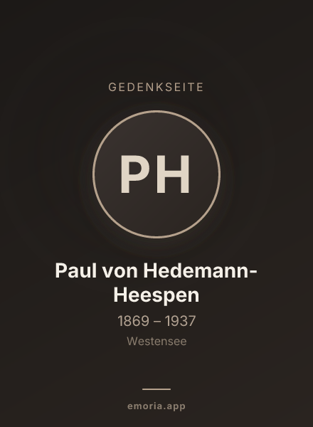 Gedenkportrait von Paul von Hedemann-Heespen