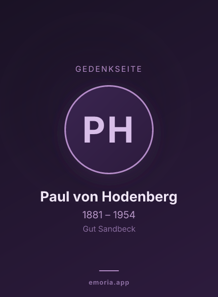 Gedenkportrait von Paul von Hodenberg