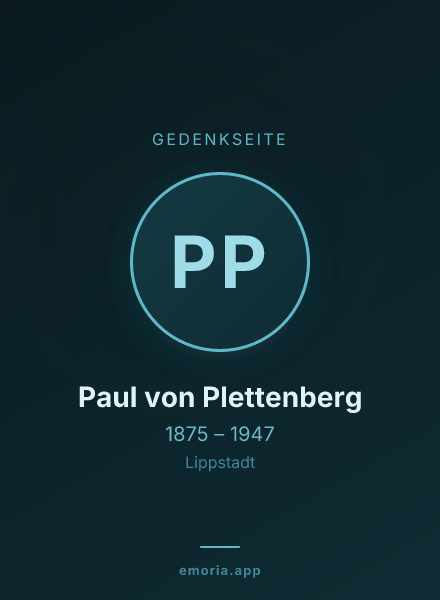 Gedenkportrait von Paul von Plettenberg