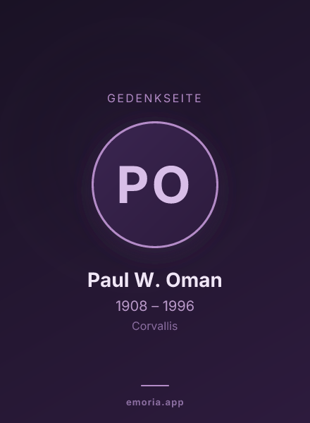 Gedenkportrait von Paul W. Oman
