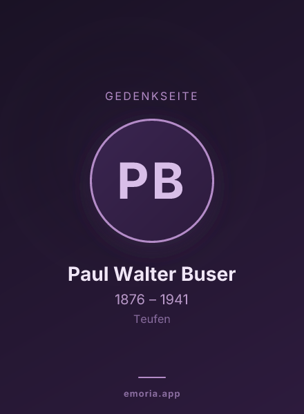 Gedenkportrait von Paul Walter Buser