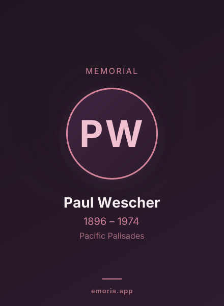 Memorial portrait of Paul Wescher