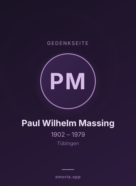 Gedenkportrait von Paul Wilhelm Massing