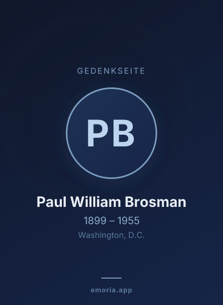 Gedenkportrait von Paul William Brosman