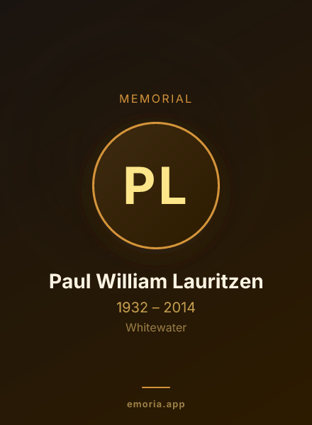 Memorial portrait of Paul William Lauritzen