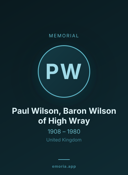 Memorial portrait of Paul Wilson, Baron Wilson of High Wray