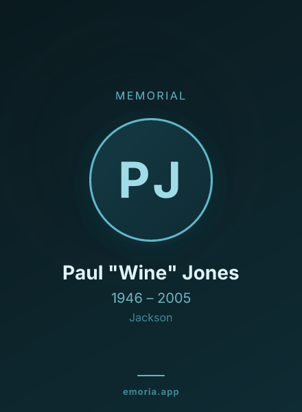 Memorial portrait of Paul "Wine" Jones