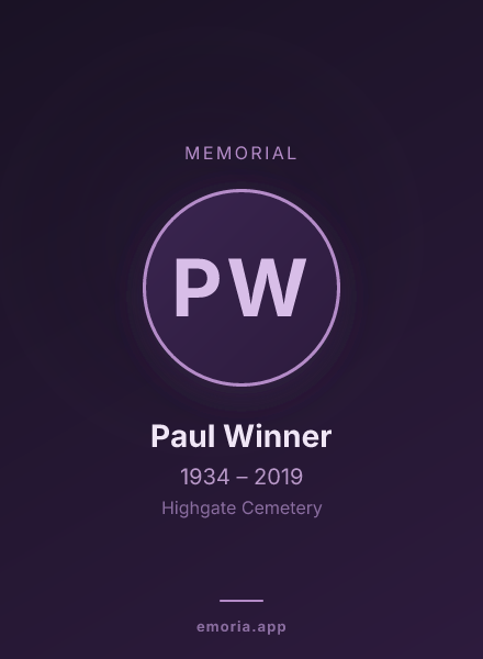 Memorial portrait of Paul Winner