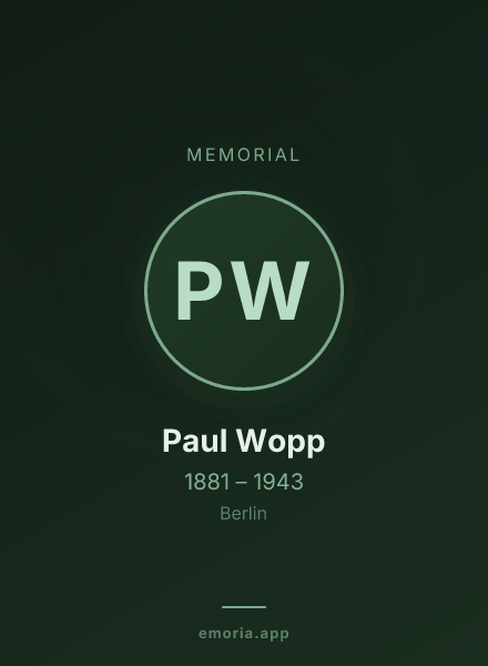 Memorial portrait of Paul Wopp