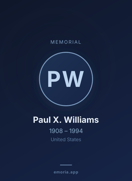 Memorial portrait of Paul X. Williams