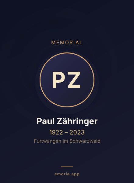Memorial portrait of Paul Zähringer