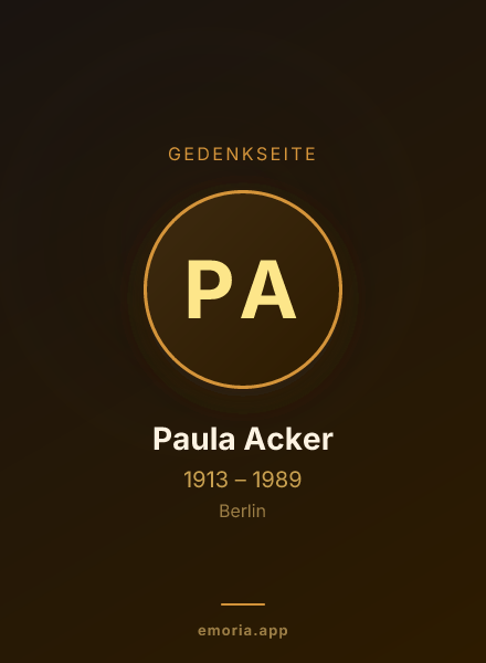 Gedenkportrait von Paula Acker