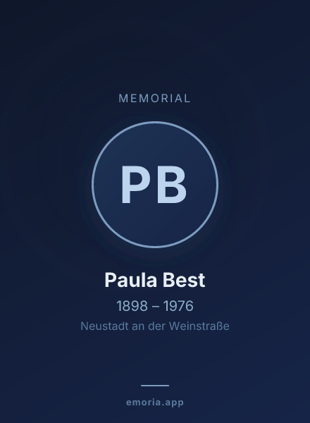 Memorial portrait of Paula Best