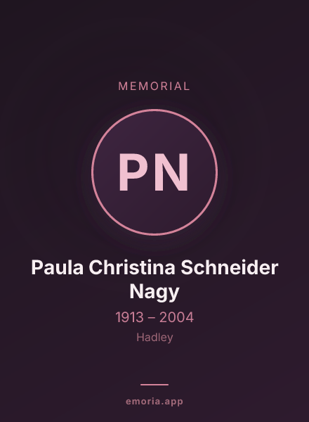 Memorial portrait of Paula Christina Schneider Nagy