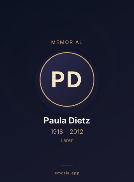 Memorial portrait of Paula Dietz