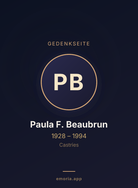 Gedenkportrait von Paula F. Beaubrun