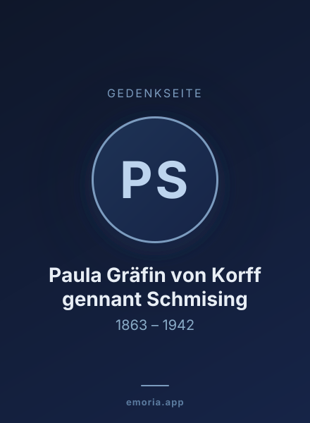 Gedenkportrait von Paula Gräfin von Korff gennant Schmising