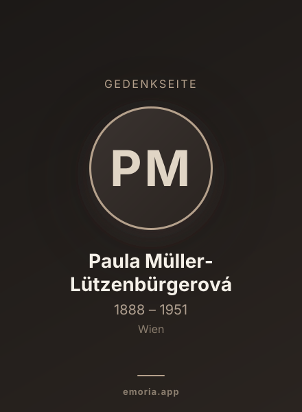 Gedenkportrait von Paula Müller-Lützenbürgerová