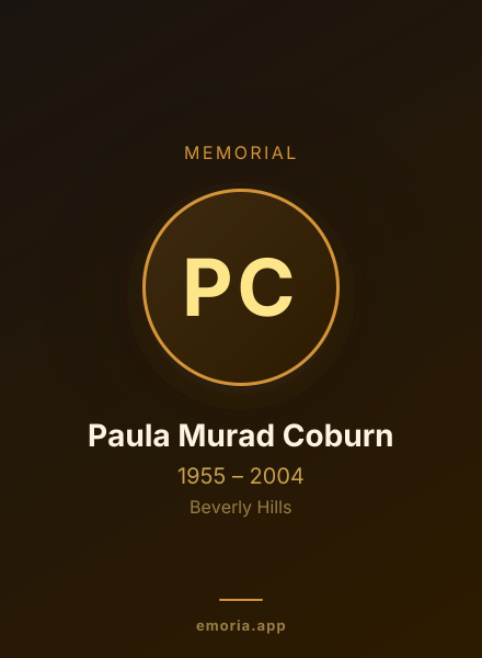 Memorial portrait of Paula Murad Coburn