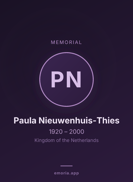 Memorial portrait of Paula Nieuwenhuis-Thies