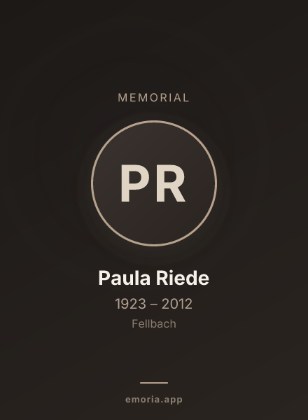 Memorial portrait of Paula Riede
