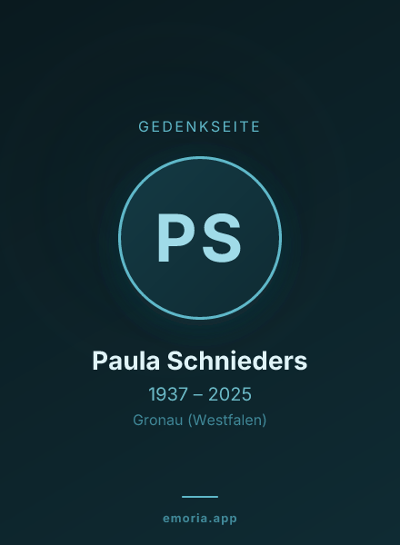 Gedenkportrait von Paula Schnieders
