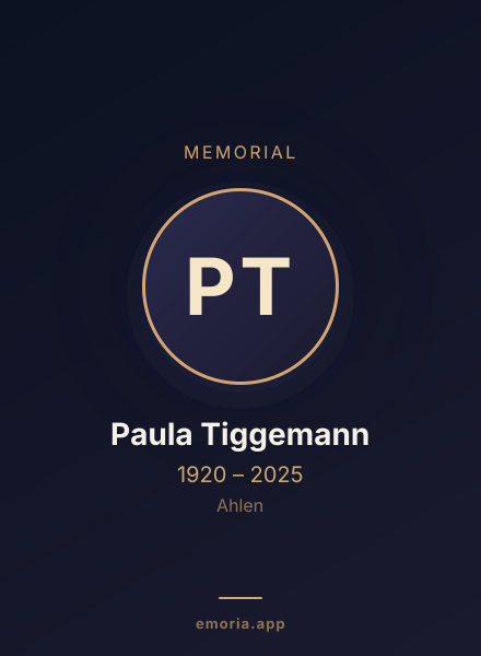 Memorial portrait of Paula Tiggemann