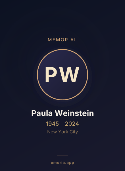 Memorial portrait of Paula Weinstein