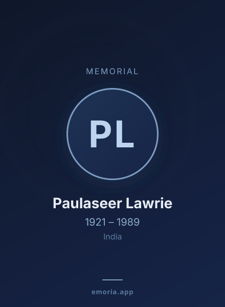 Memorial portrait of Paulaseer Lawrie