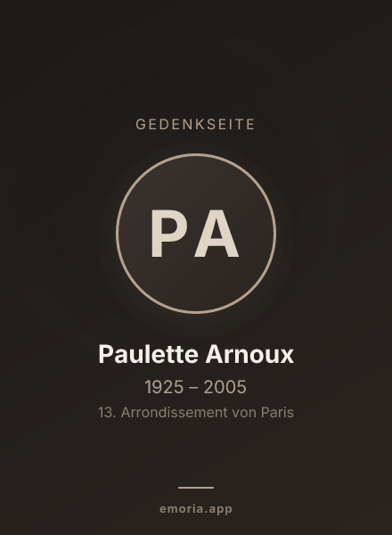 Gedenkportrait von Paulette Arnoux