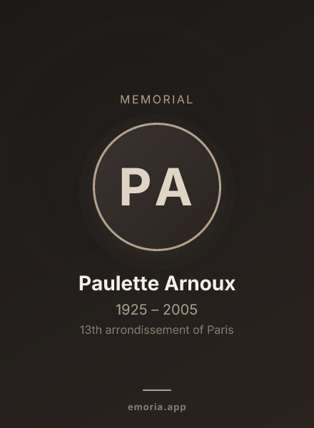 Memorial portrait of Paulette Arnoux