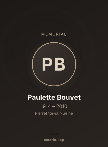 Memorial portrait of Paulette Bouvet