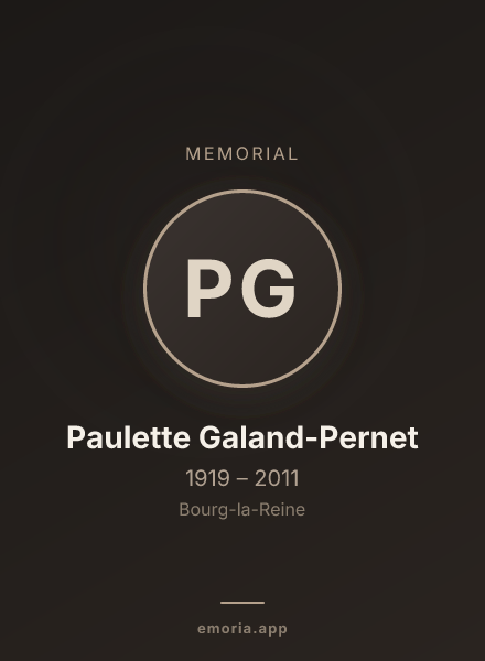 Memorial portrait of Paulette Galand-Pernet
