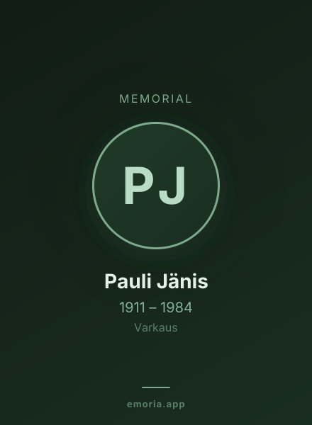 Memorial portrait of Pauli Jänis