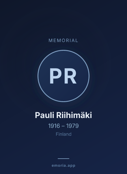 Memorial portrait of Pauli Riihimäki