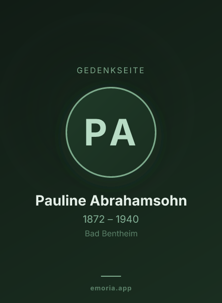Gedenkportrait von Pauline Abrahamsohn