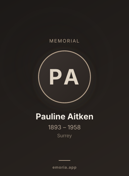 Memorial portrait of Pauline Aitken