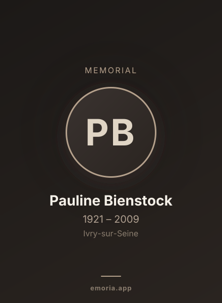 Memorial portrait of Pauline Bienstock