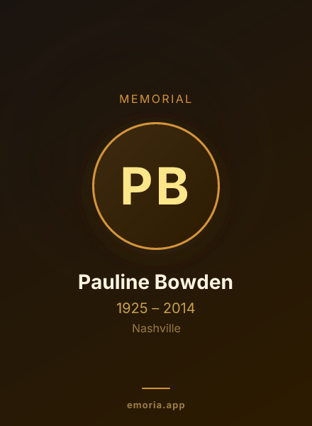 Memorial portrait of Pauline Bowden