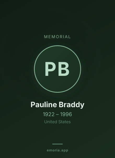 Memorial portrait of Pauline Braddy
