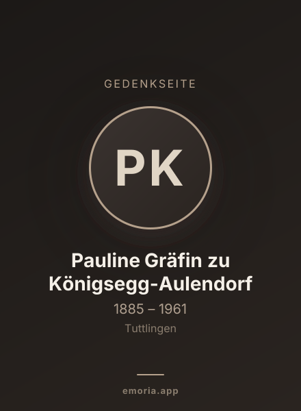 Gedenkportrait von Pauline Gräfin zu Königsegg-Aulendorf