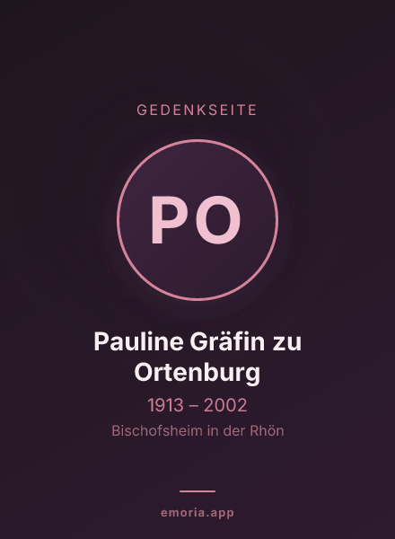 Gedenkportrait von Pauline Gräfin zu Ortenburg