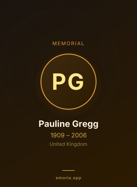 Memorial portrait of Pauline Gregg