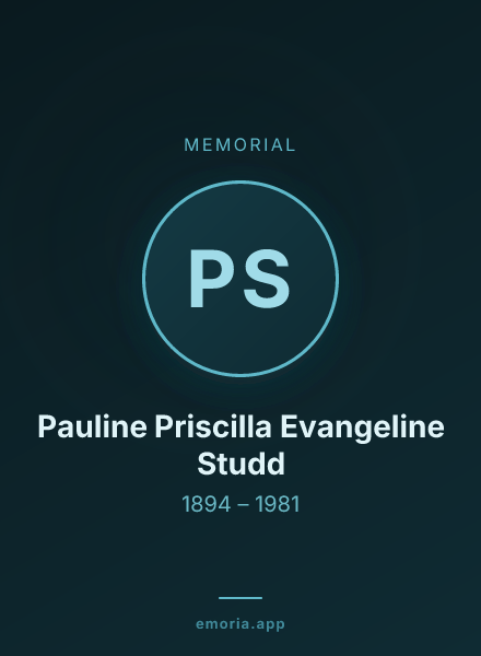 Memorial portrait of Pauline Priscilla Evangeline Studd