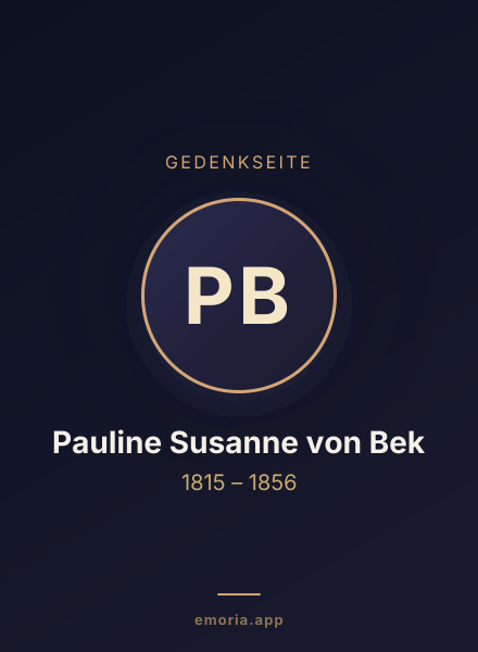 Gedenkportrait von Pauline Susanne von Bek