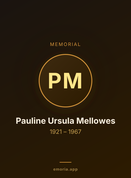 Memorial portrait of Pauline Ursula Mellowes
