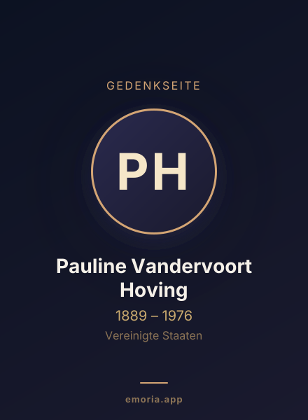 Gedenkportrait von Pauline Vandervoort Hoving