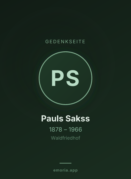 Gedenkportrait von Pauls Sakss
