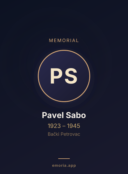Memorial portrait of Pavel Sabo