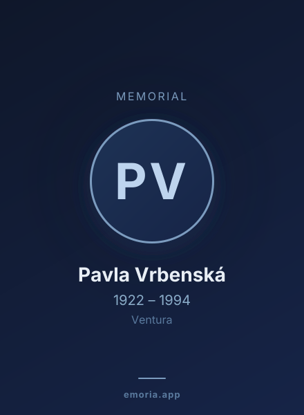 Memorial portrait of Pavla Vrbenská